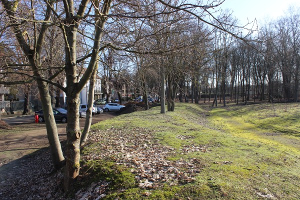Les bords du site sont fermés par des merlons et des buttes qui le cloisonnent. Des avenues très passantes autour, et une problématique de stationnement à prendre en compte.